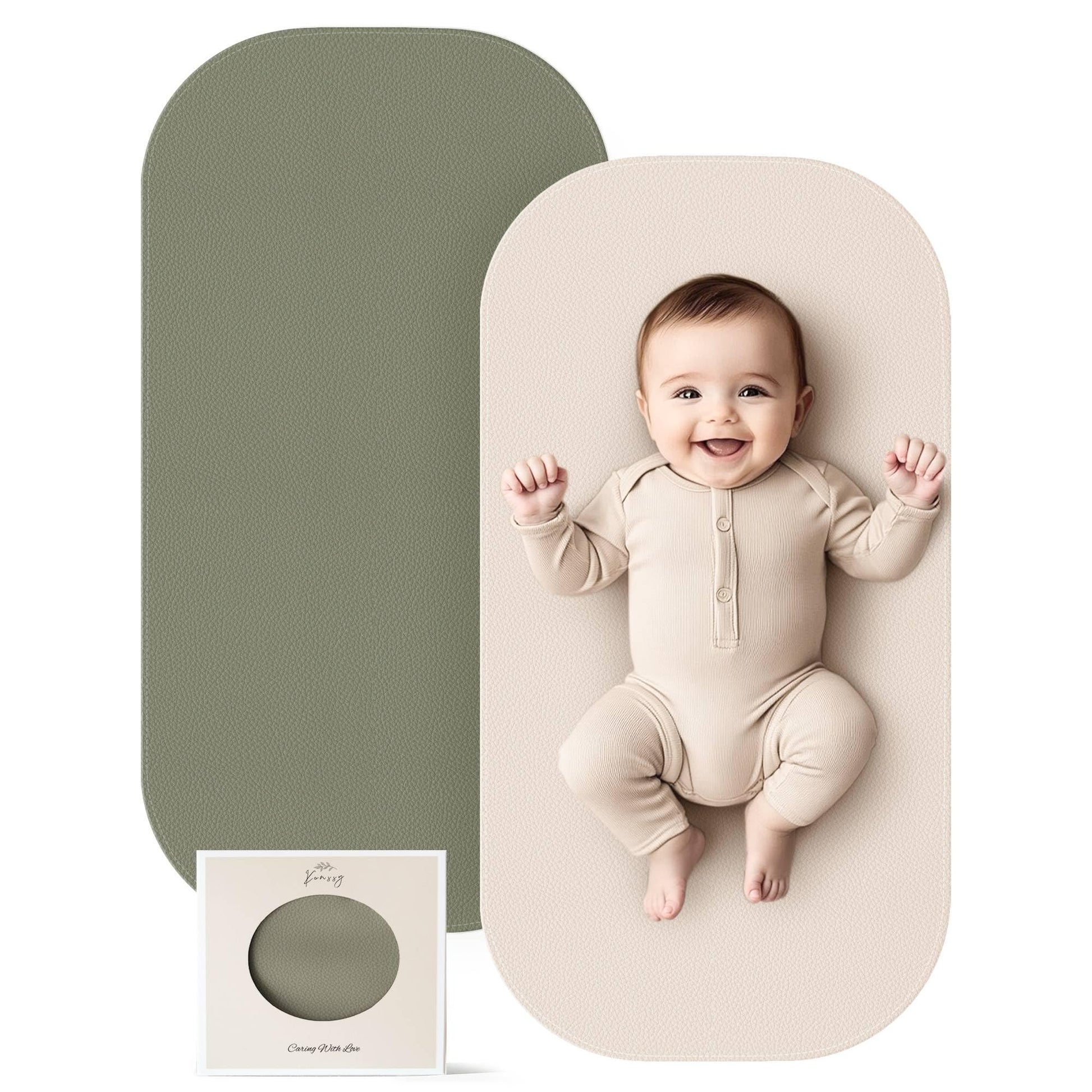 Konssy Faux Leather Baby Changing Mat, Waterproof, Wipeable & Portable Diaper Changing Pad for Travel or Home, Fits Perfectly in