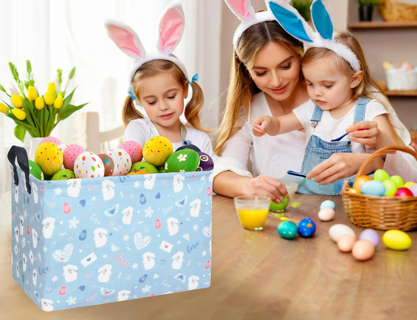 Boohit Large Easter Baskets For Kids Personalized Baby Girl Easter Basket Cute Teen Boy Spring Decor (Love Envelope Bunny Egg)