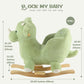 Rock My Baby Rocking Horse Green Dinosaur with Chair, Plush Stuffed Animal Rocker, Baby Rocker with Sweet Music, Wooden Rocking