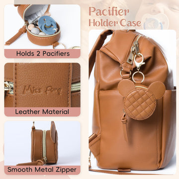 Miss Fong Pacifier Case With Clip & Cover, Holder Pod With Clasp, Holds 2 Pacifiers Or Nipple Shield (Diamond Brown)