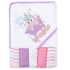 Baby Hooded Bath Towel and Washcloth Set for Infant Girls 6-12 Months (Little Sprinkle Magical Unicorn)