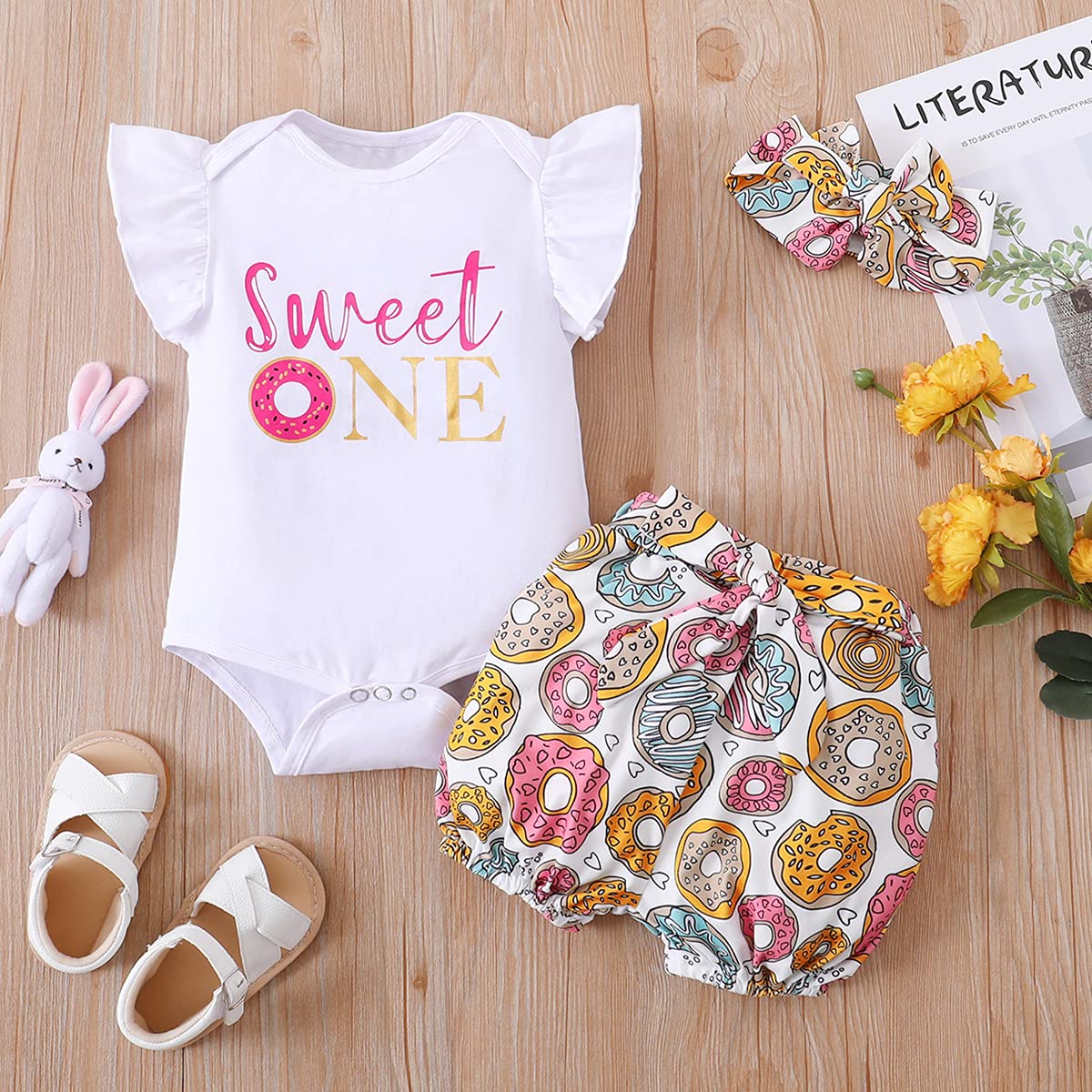 Baby Girl 1St Birthday Outfit Girl Sweet One Bodysuit (White,12-18 Months)