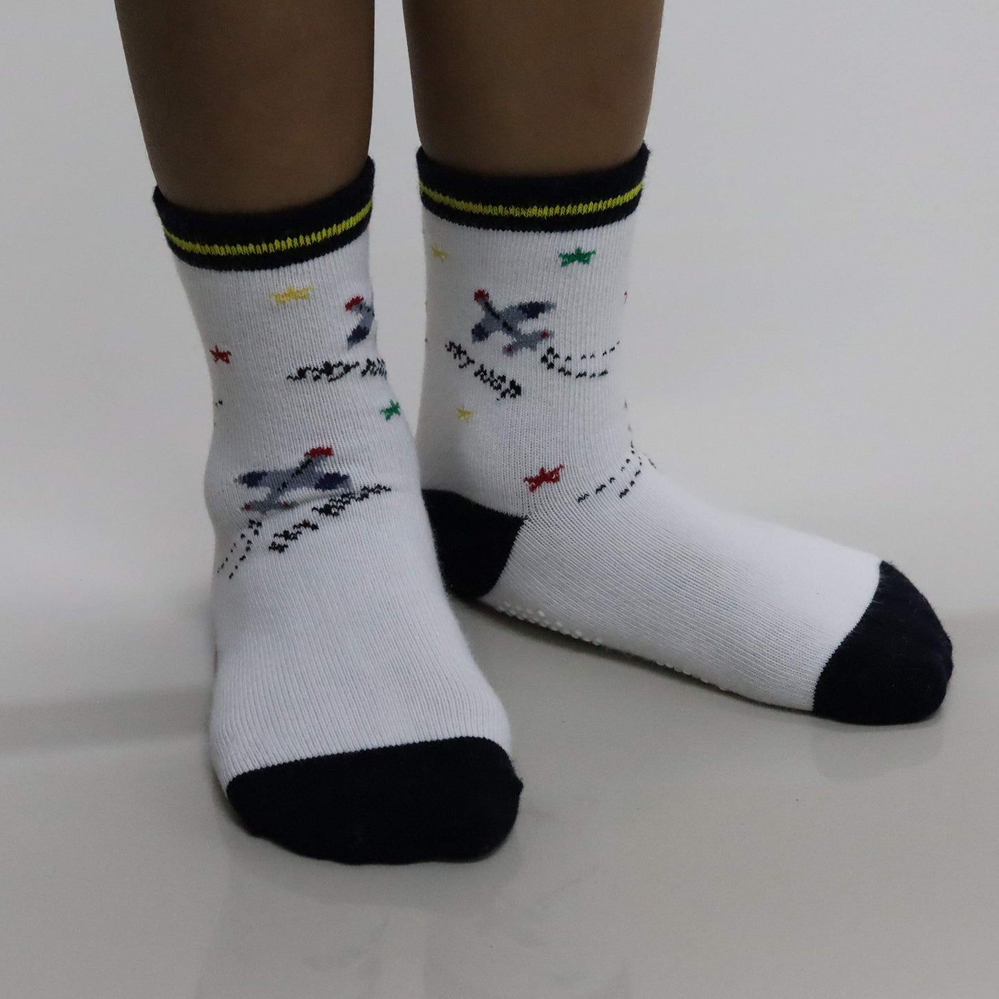 RATIVE Non Skid Anti Slip Cotton Crew Baby Babies Toddler Toddlers Socks for Boy Boys 2T 3T 2T-3T 12-24 12-18 Months With Grip G