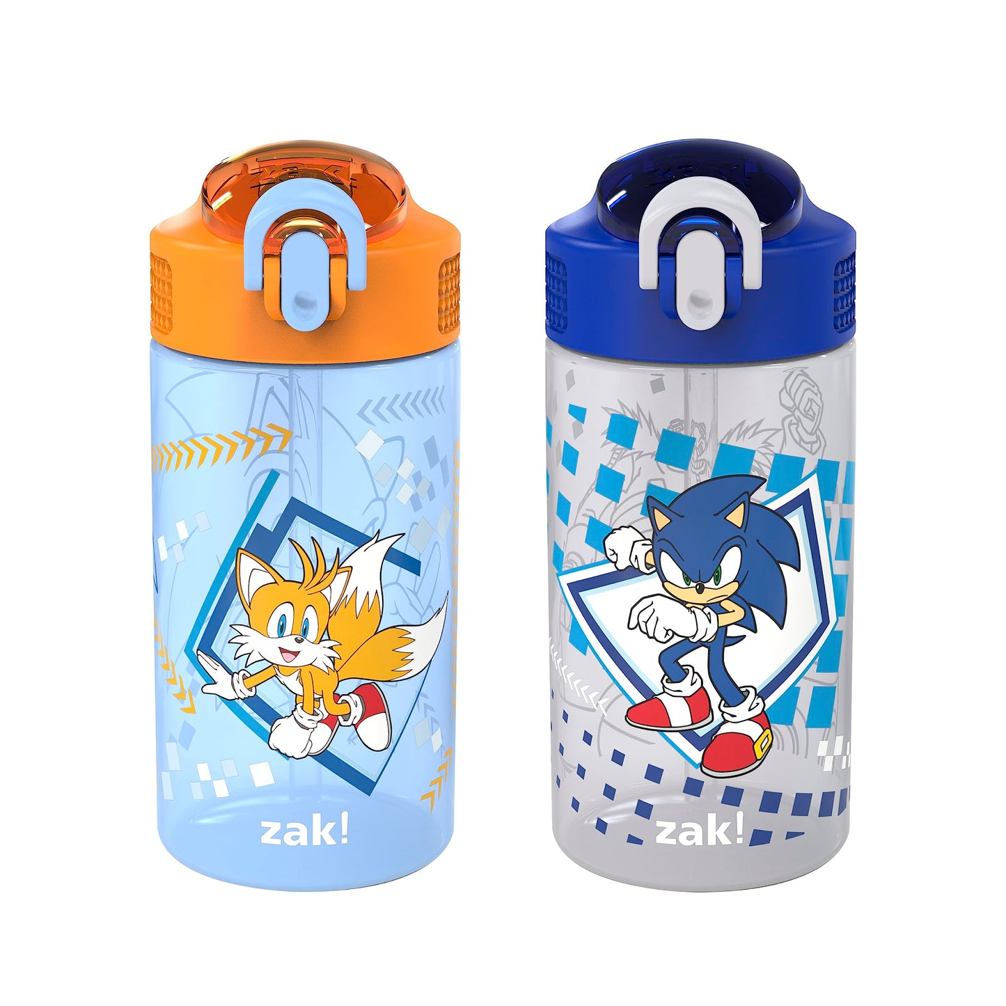 Zak Designs Sonic The Hedgehog Kids Water Bottle For School Or Travel, 16Oz 2-Pack Durable Plastic Water Bottle With Straw, Hand