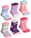 Childrens Winter Warm Wool Solid Color Socks Kids Boy Girls Thermal Crew Socks 6 Pairs(Unicorn C, 4-7 Years)