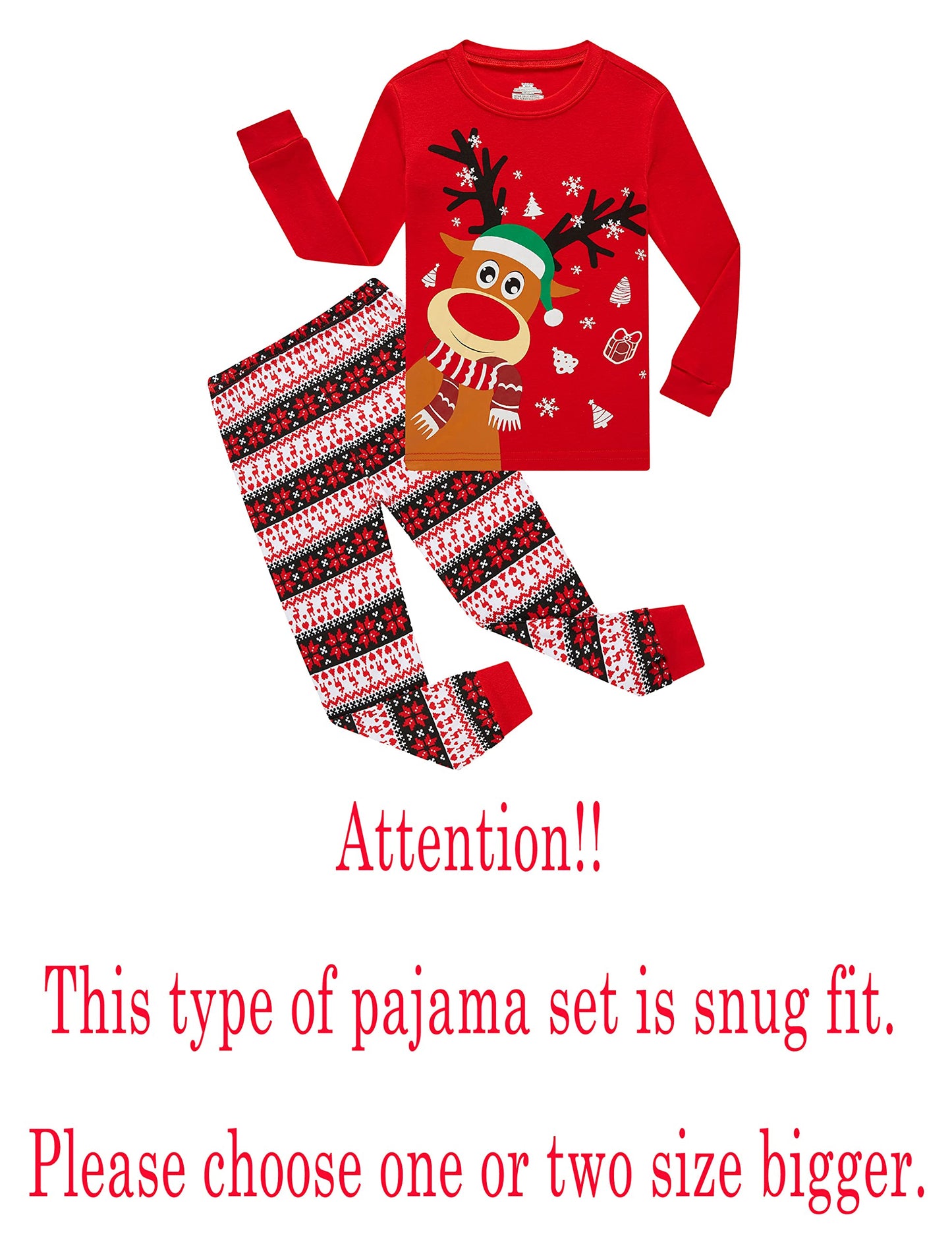 Family Feeling Baby Girls Boys Long Sleeve Christmas Pajamas Sets Cotton Pyjamas Toddler Infant Kids 18-24 Months Reindeer