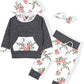 Oklady Newborn Baby Girl Clothes Long Sleeve Flowers Hoodie Tops Infant Baby Girl Pants Outfits (A-Grey, 0-6 Months)