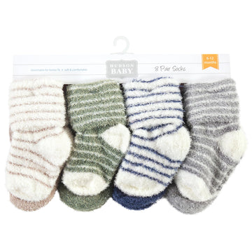 Hudson Baby Unisex Baby Cotton Rich Newborn And Terry Socks, Green Blue Stripe, 6-12 Months