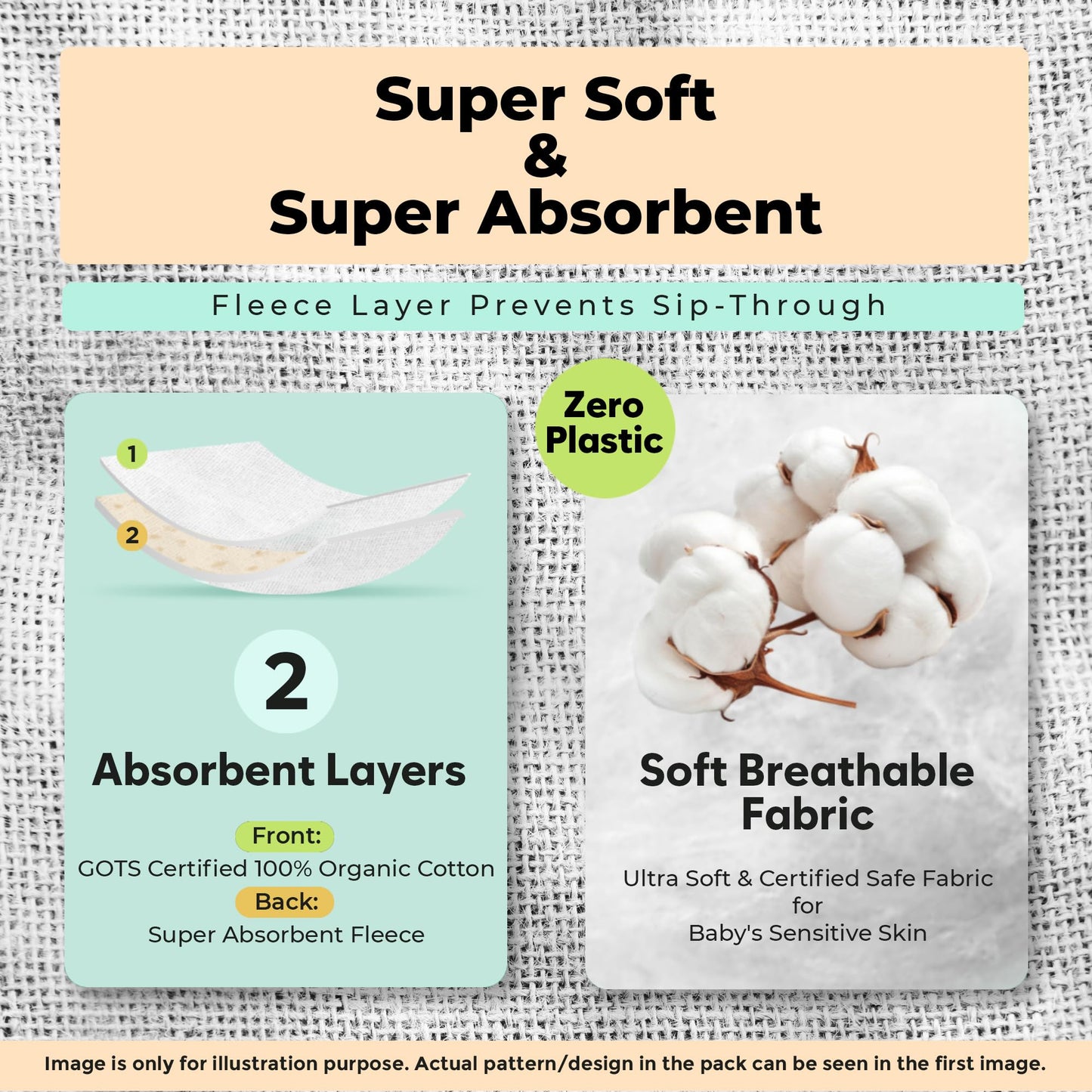 Kiddystar Double Layer Bandana Bibs - Thick, Multi Snaps, Organic Cotton - Soft & Absorbent - For Drooling, Teething, Feeding