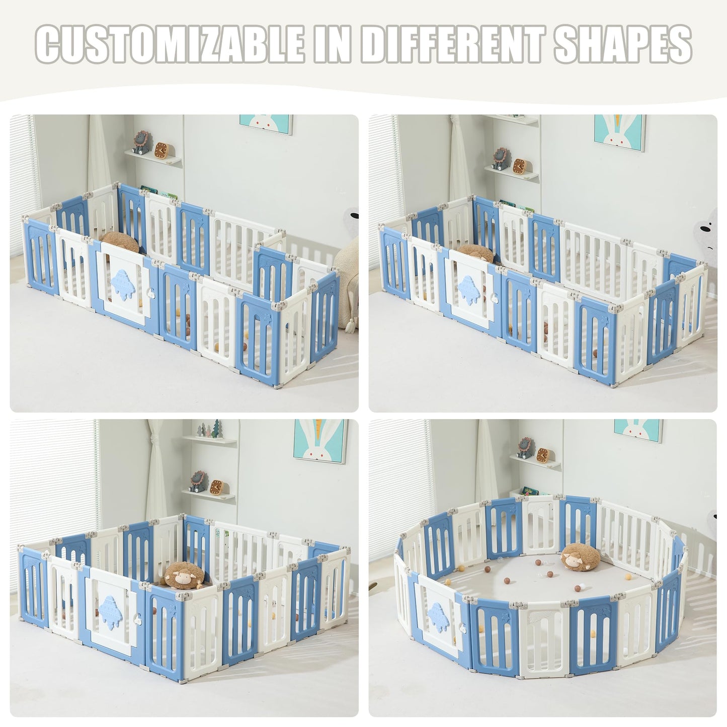 Baby Play Pen, 18 Panels Extra Large Baby Playpen, Foldable Play Pens For Babies And Toddlers, Ufo Portable Baby Fence, Baby Gat