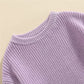 Afunbaby Baby Girl Boy Knit Sweater Blouse Pullover Sweatshirt Warm Crewneck Long Sleeve Tops For Infant Toddler (Knitted-Purple