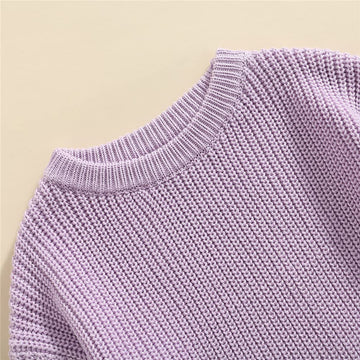 Afunbaby Baby Girl Boy Knit Sweater Blouse Pullover Sweatshirt Warm Crewneck Long Sleeve Tops For Infant Toddler (Knitted-Purple