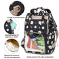 Xunteny Daisy Baby Diaper Bag Backpack For Girls Boys, Waterproof Large Maternity Nappy Bags For Mom (Black)