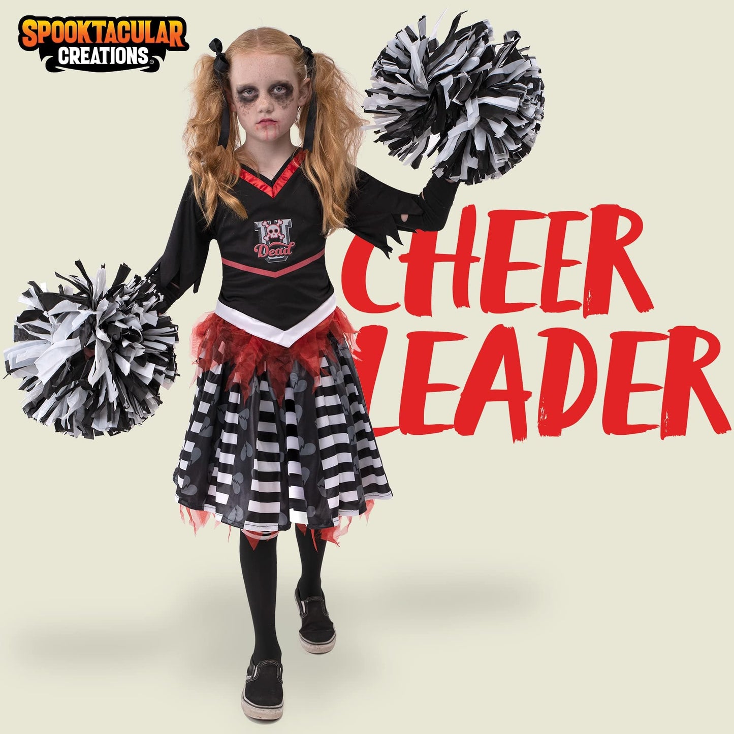 Spooktacular Creations Kids Halloween Cheerleader Costume, Zombie Cheerless Costume For Girls, Dead Cheer Outfit Toddlers For Ha