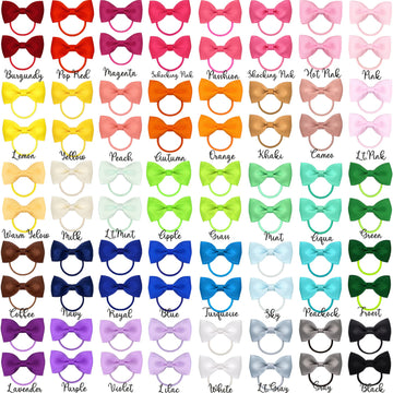 80Pcs 2 Inches Baby Bows Hair Ties Mini Boutique Hair Bows Durable Elastic Rubber Ribbon Hair Band Accessories For Toddlers Infa