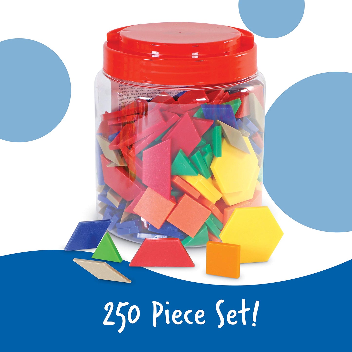 Learning Resources Plastic Pattern Blocks - Set of 250, Ages 3+, Shape Games for Preschoolers, Homeschool Supplies, Shape Manipu