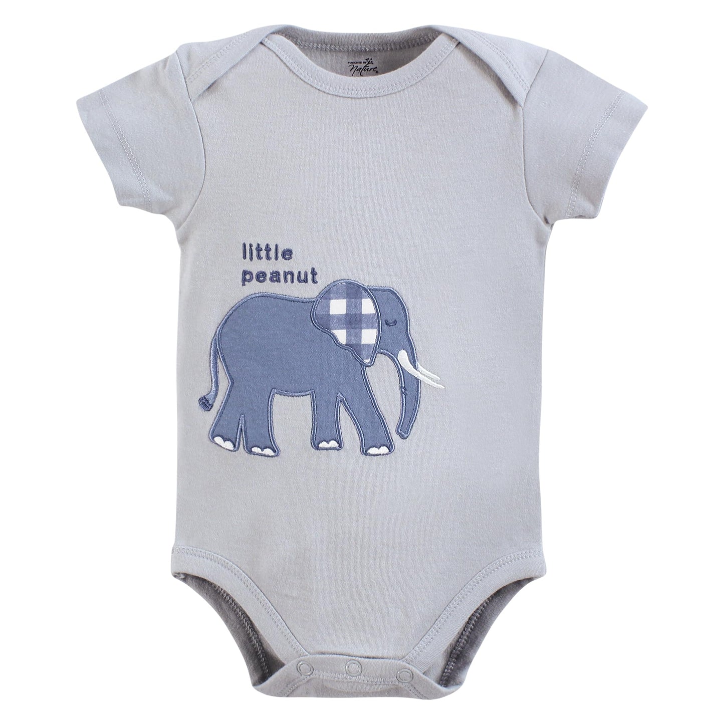 Touched By Nature Unisex Baby Organic Cotton Bodysuits, Blue Peanut, 3-6 Months