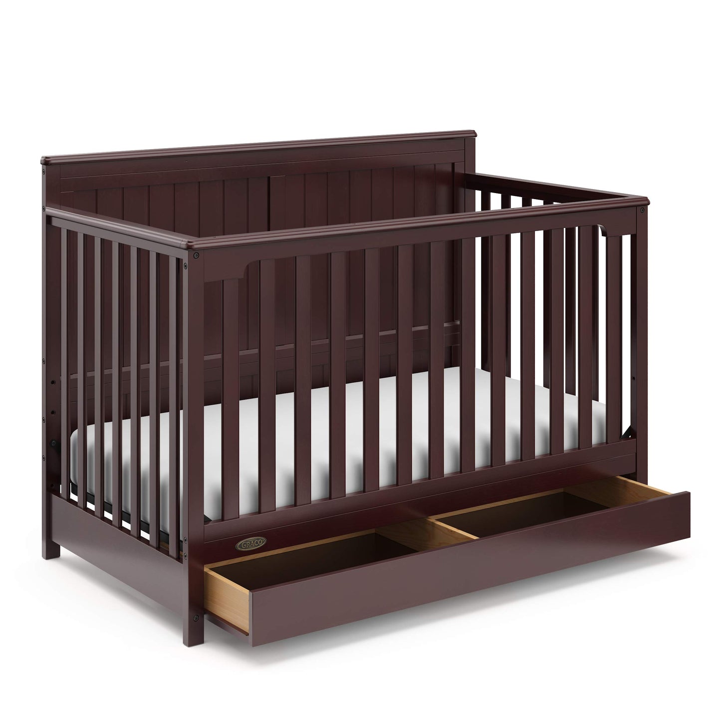 Graco Hadley 5-in-1 Convertible Crib with Drawer (Espresso) - GREENGUARD Gold Certified, Fits Standard Crib Mattress, Converts t