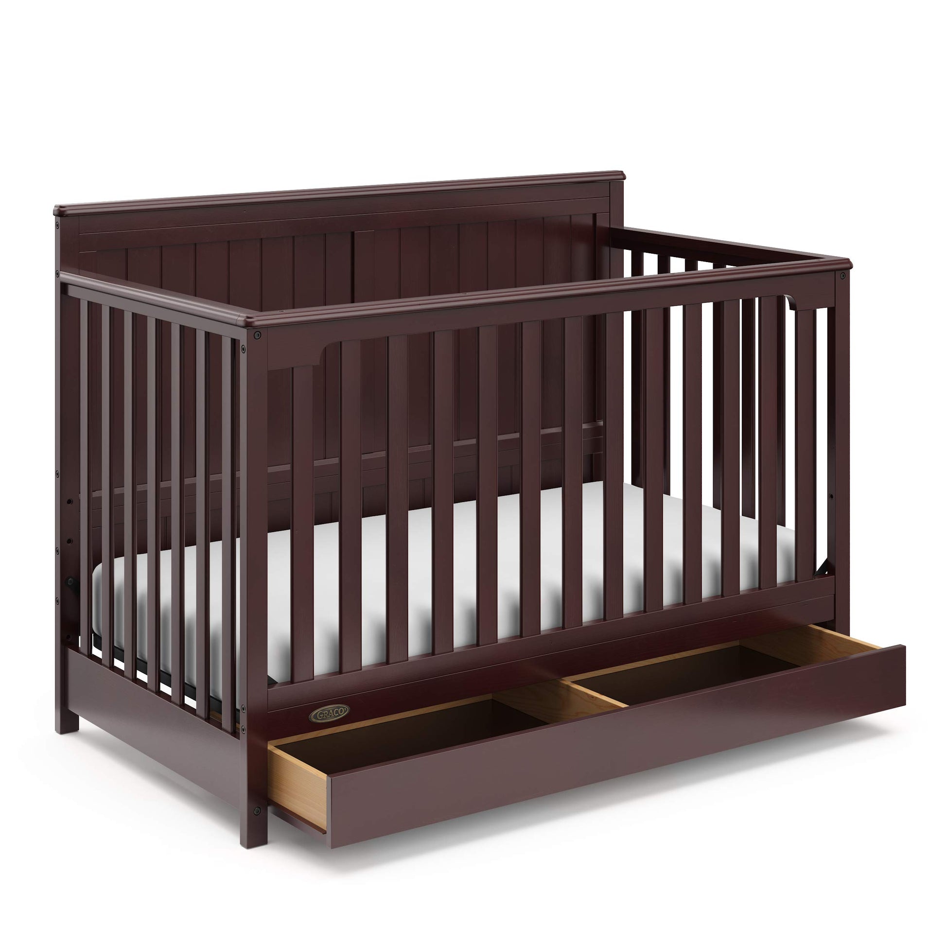 Graco Hadley 5-in-1 Convertible Crib with Drawer (Espresso) - GREENGUARD Gold Certified, Fits Standard Crib Mattress, Converts t