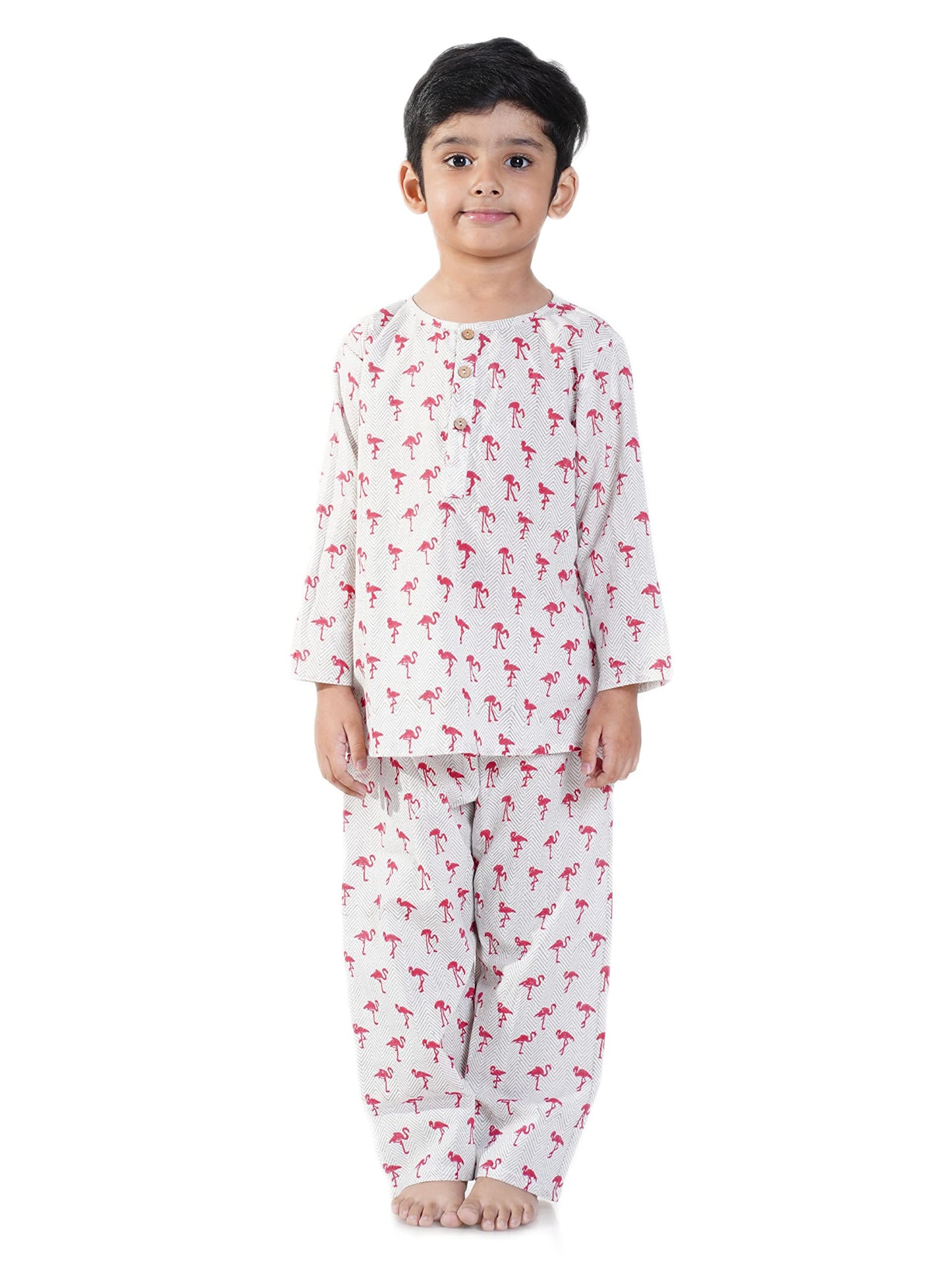 Chheent Cotton Unisex Printed Night Dress Suit Sleepwear Girls, Boys | (Pack of 2) (78 Years, White)