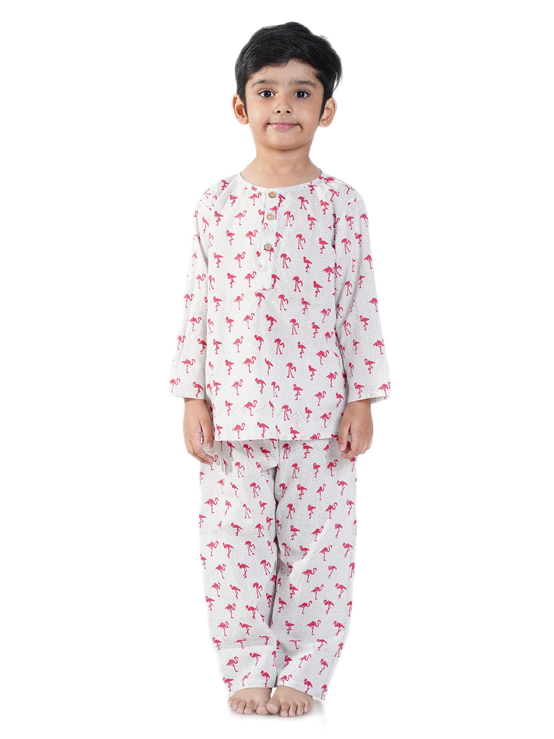 Chheent Cotton Unisex Printed Night Dress Suit Sleepwear Girls, Boys | (Pack of 2) (12 Years, White)