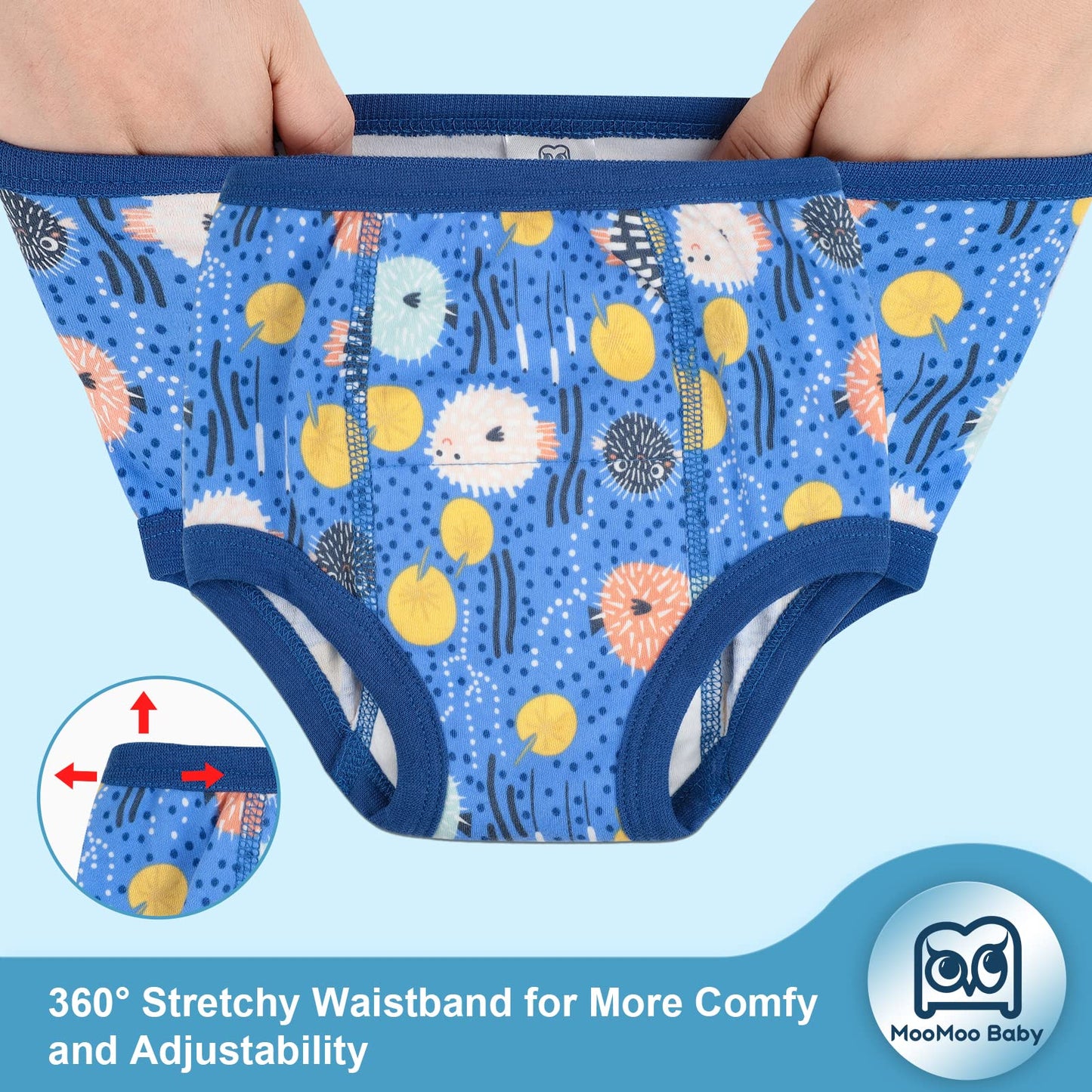 Moomoo Baby Potty Training Underwear For Boys Absorbent Cotton Training Pants Washable And Reusable 2T-7T 6 Packs