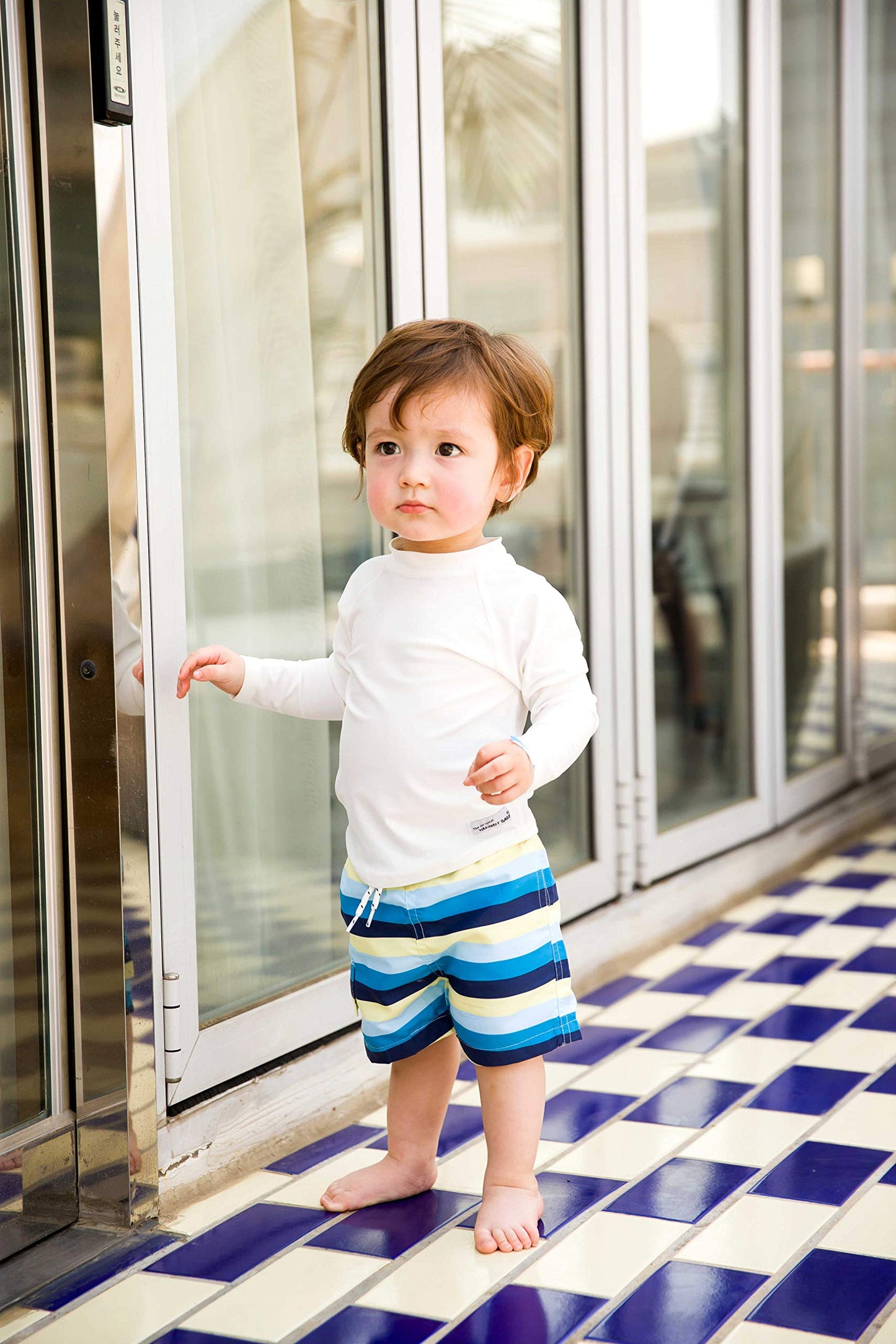 Vaenait Baby Infant Kids Sun Protection Rashguard Long Sleeve Swim Shirt L.Oasis White L