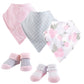 Hudson Baby Unisex Baby Cotton Bib And Sock Set, Pink Rose, One Size
