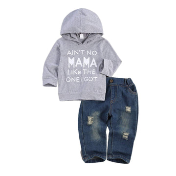 Fhutpw Toddler Baby Boy Outfits Hoodie Sweatshirts & Jeans Clothes Set Fall Winter 6 9 12 18 24 Months (C-Gray, 6-12 Months)