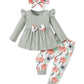 Doresbebe 2T Girl Clothing 3T Baby Girl Clothes Toddler Girl Outfits Fall Shirt Fall Cute Ruffle Pants Cute 2-3 Year Old Girl Ou