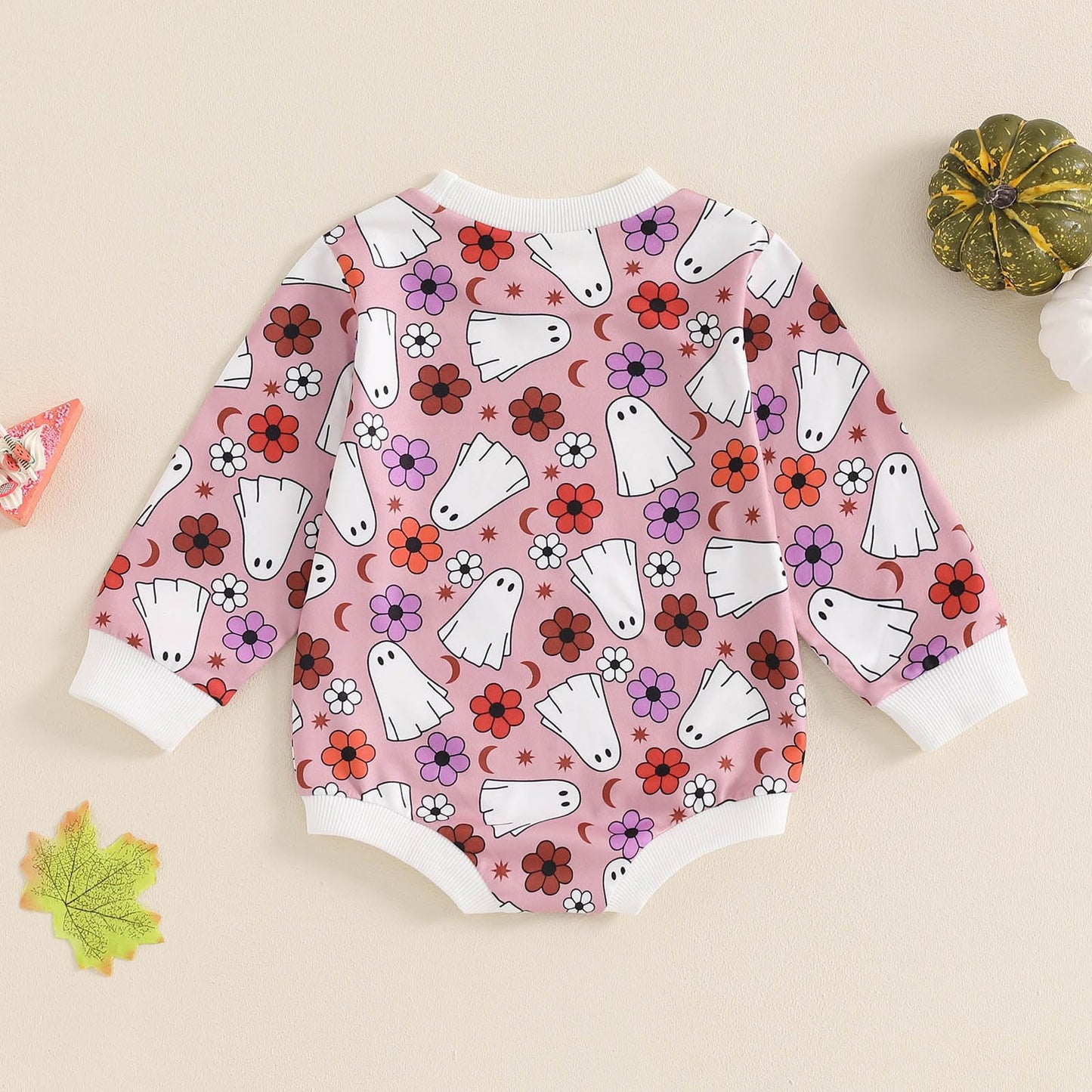 Focusnorm Halloween Newborn Baby Girl Outfit Pumpkin Sweatshirt Romper Long Sleeve Onesie Jumpsuit Infant Fall Winter Clothes (M