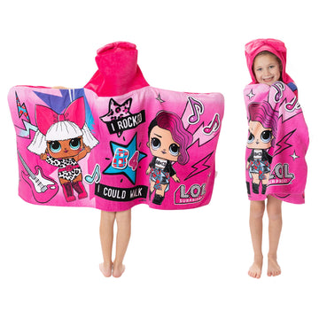 L.O.L. Surprise Soft Cotton Hooded Bath Towel Wrap, 24    X 50   , Pink