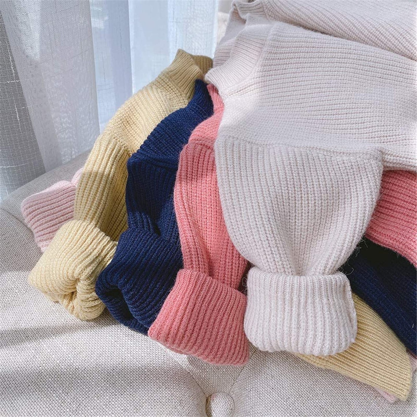 Toddler Baby Knitted Sweater Kids Boy Girl Fall Winter Warm Crewneck Pullover Tops Outfits Clothes Yellow 5-6X