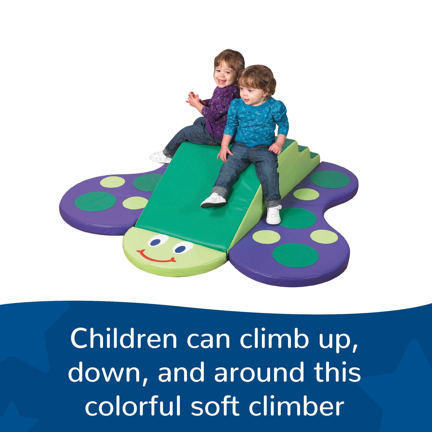 Children'S Factory Butterfly Climber, Green-Purple, Cf322-373, Toddler Soft Indoor Playground, Preschool, Daycare Or Nursery Bab