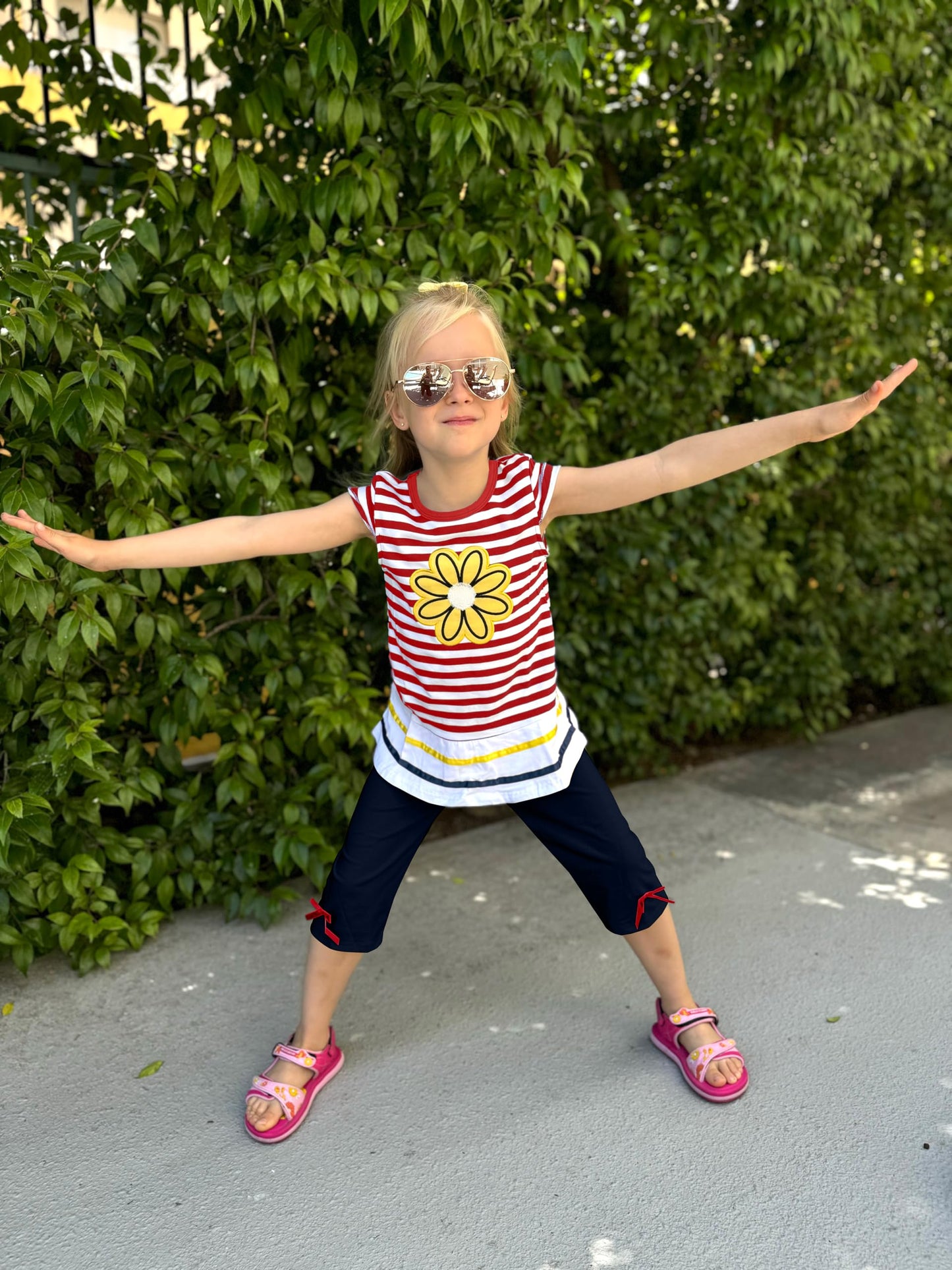 Lukycild Baby Girls Summer Clothes Casual Clothing Suit Short Sleeve Striped T-Shirt +Pants