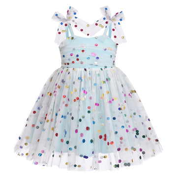 Baby Girls Sequin Polka Dot Tutu Dress Summer Sleeveless Backless Princess Birthday Party Dresses Toddler Little Girl First Comm