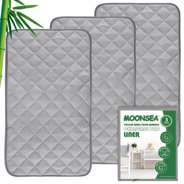 Diaper Changing Pad Liner Non-Slip, Waterproof Terry Mat, Quilted Absorbent Bassinet Liners Washable, 3 Pack 14'X 27' Reusable