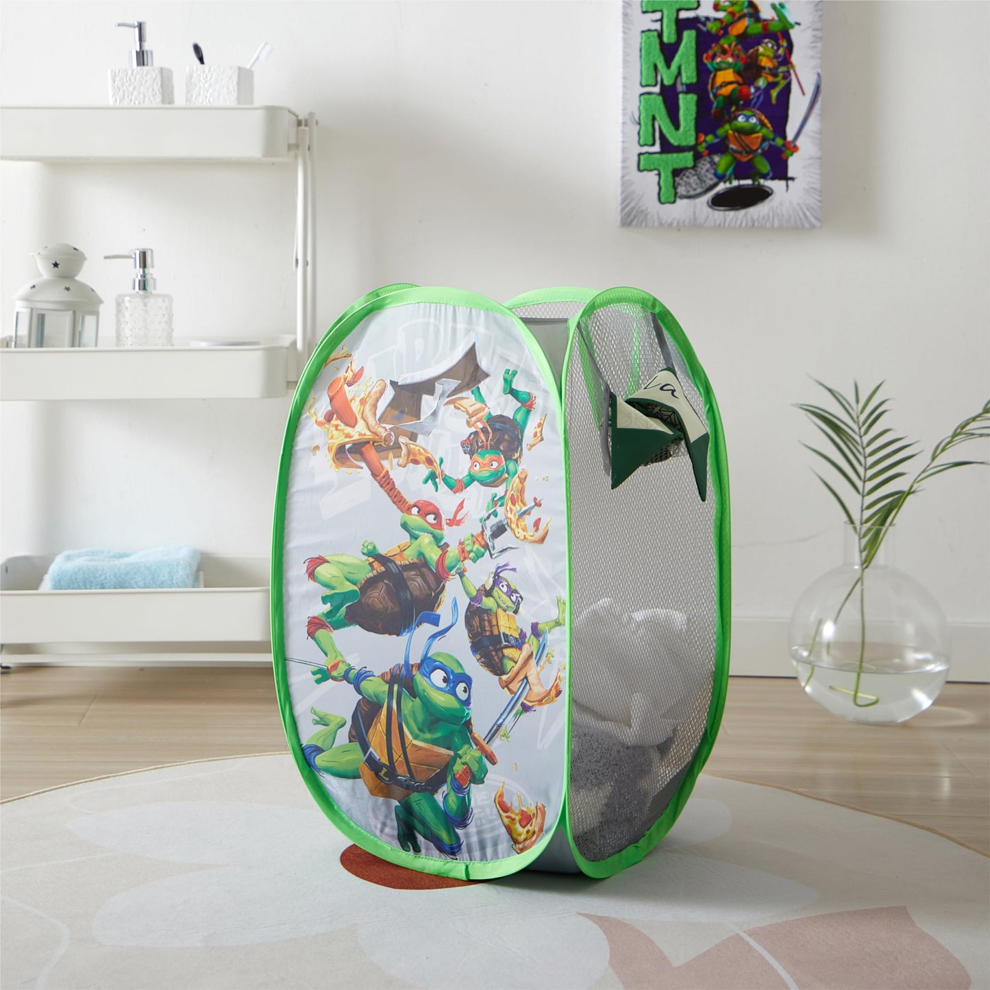 Teenage Mutant Ninja Turtles: Mutant Mayhem Pop Up Hamper With Durable Carry Handles, 21'' H X 13.5'' W X 13.5'' L