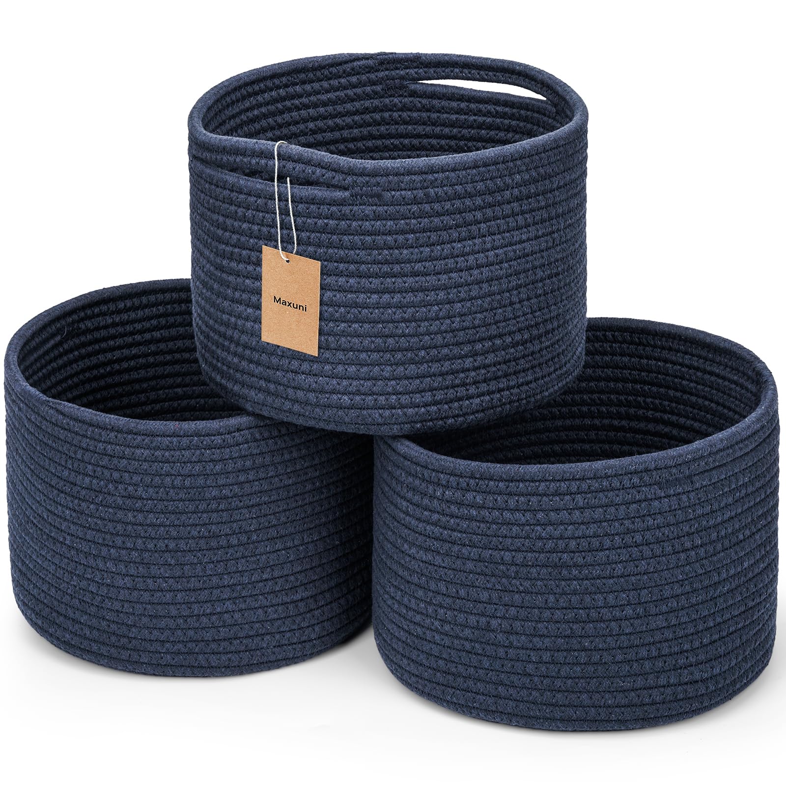 Maxuni Small Rope Baskets for Storage, Baskets for Gifts Empty, Cute Round Woven Baskets, Decorative Shelf Basket 9.82?.82?.1 , 