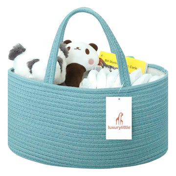 Baby Diaper Caddy Organizer, Large Cotton Rope Nursery Diaper Basket, Changing Table Organizer, Portable Tote Bag With Divider,