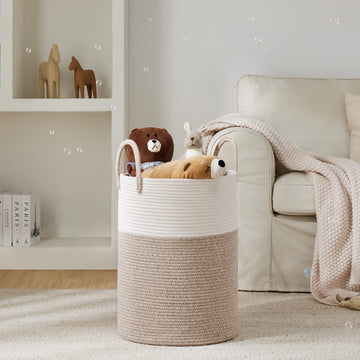 Youdenova Woven Rope Laundry Hamper Basket, 72L Tall Luandry Basket, Baby Nursery Hamper For Blanket Storage, Clothes Hamper For