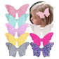 Yazon Baby Girls Glitter Bows Clips Sparkly Butterfly Bows Hair Clips For Toddler Kids Teens 8Pcs