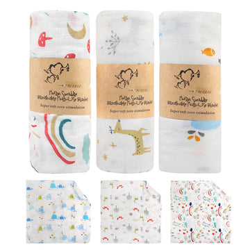 BelleStyle Muslin Swaddle, 120cm x 120cm Large Bamboo Cotton Soft Baby Swaddle Wrap Receiving Blankets for Newborns Infant Showe