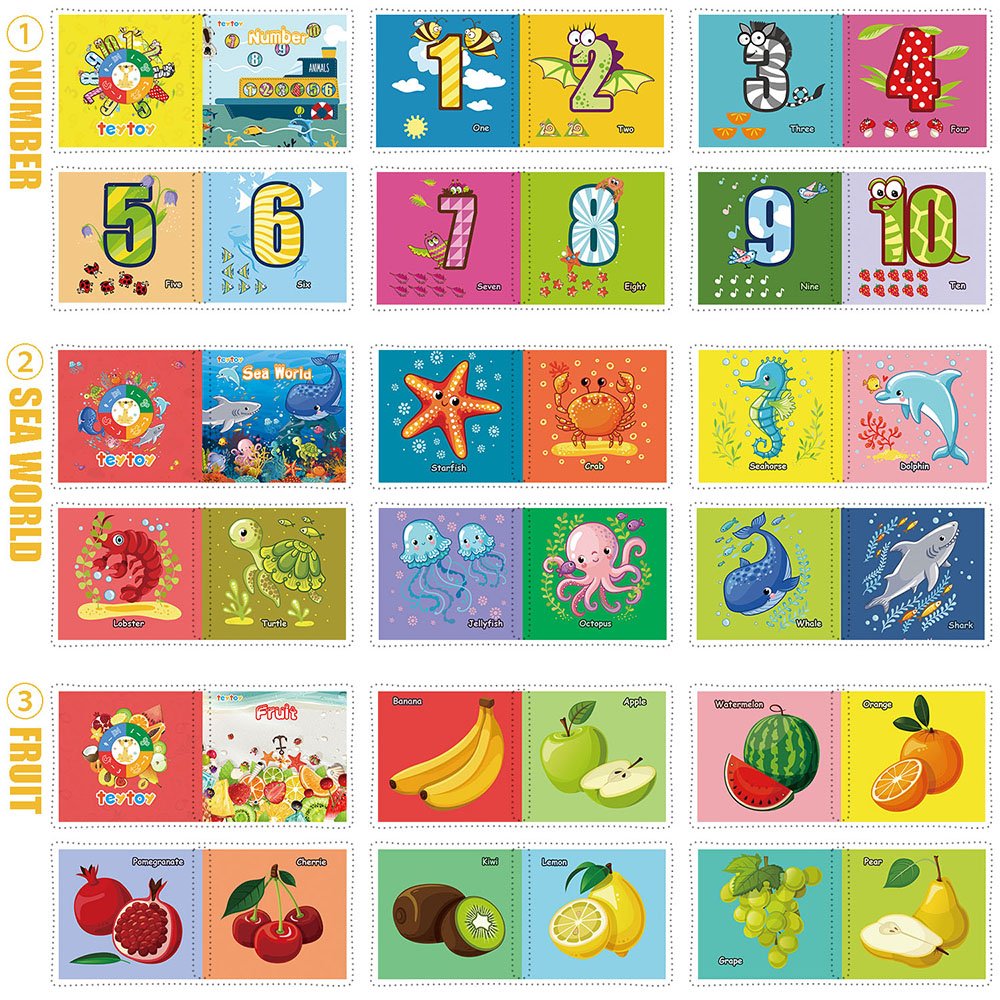 teytoy My First Soft Book, Nontoxic Fabric Baby Cloth Activity Crinkle Soft Books for Infants Boys and Girls Early Educational T