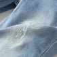 Kidscool Space Baby Girl Boy Jean,D Ring Elastic Band Inside Ripped Denim Pants,Light Blue,4-5 Years