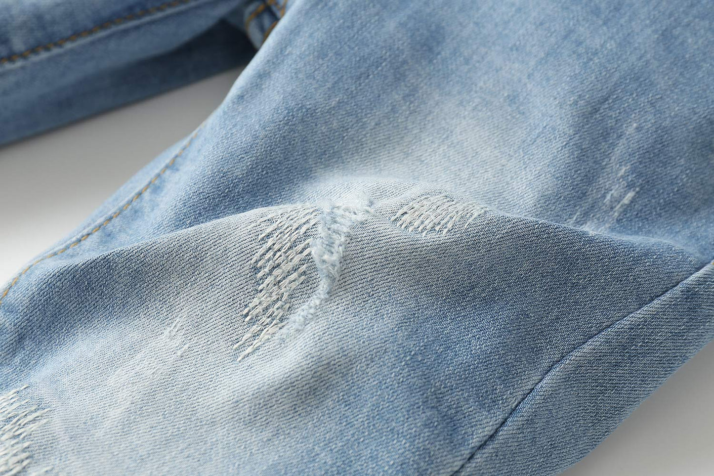 Kidscool Space Baby Girl Boy Jean,D Ring Elastic Band Inside Ripped Denim Pants,Light Blue,4-5 Years