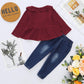 18 Months Girl Clothes 2T Toddler Baby Girl Outfits Ruffle Sleeve Top Blue Ripped Denim Jeans Boutique Baby Girl Clothes 18-24 M