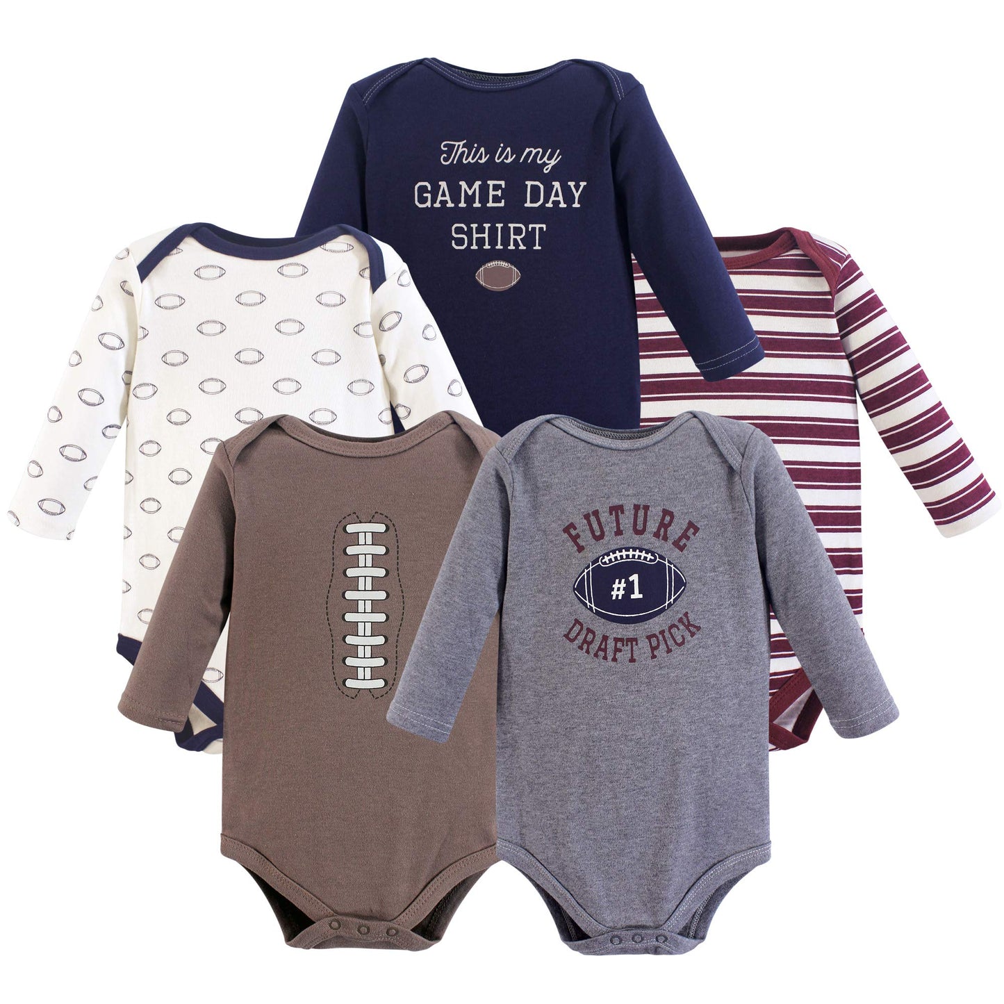 Hudson Baby Unisex Baby Cotton Long-Sleeve Bodysuits, Football, 18-24 Months Us