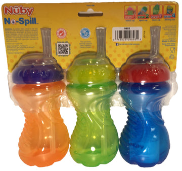 Nuby Flexstraw 3-Pack No-Spill 10 Ounce Sippers (Colors Vary)