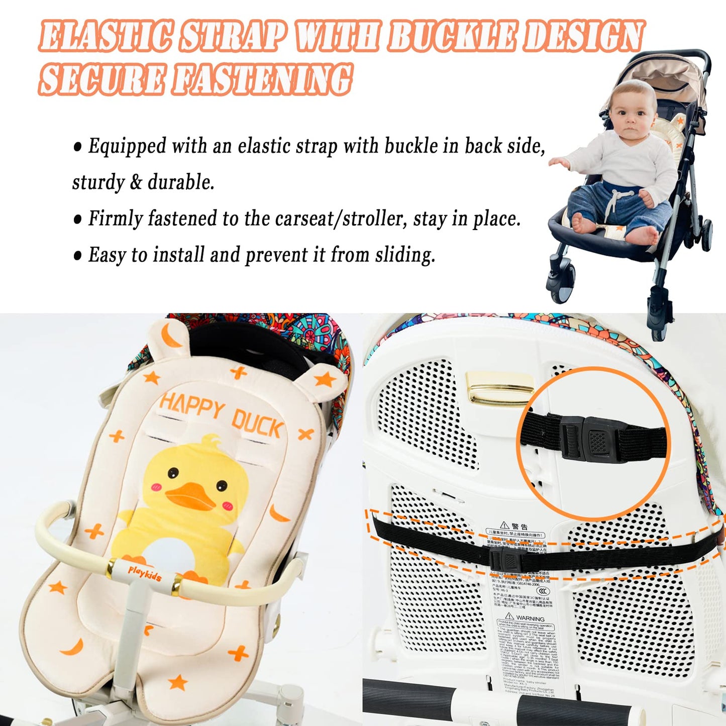 Letton Baby Seat Pad Liner For Stroller, Universal Breathable Infant Carriage Cushion, Ultra-Soft Infant Car Seat Insert Cushion